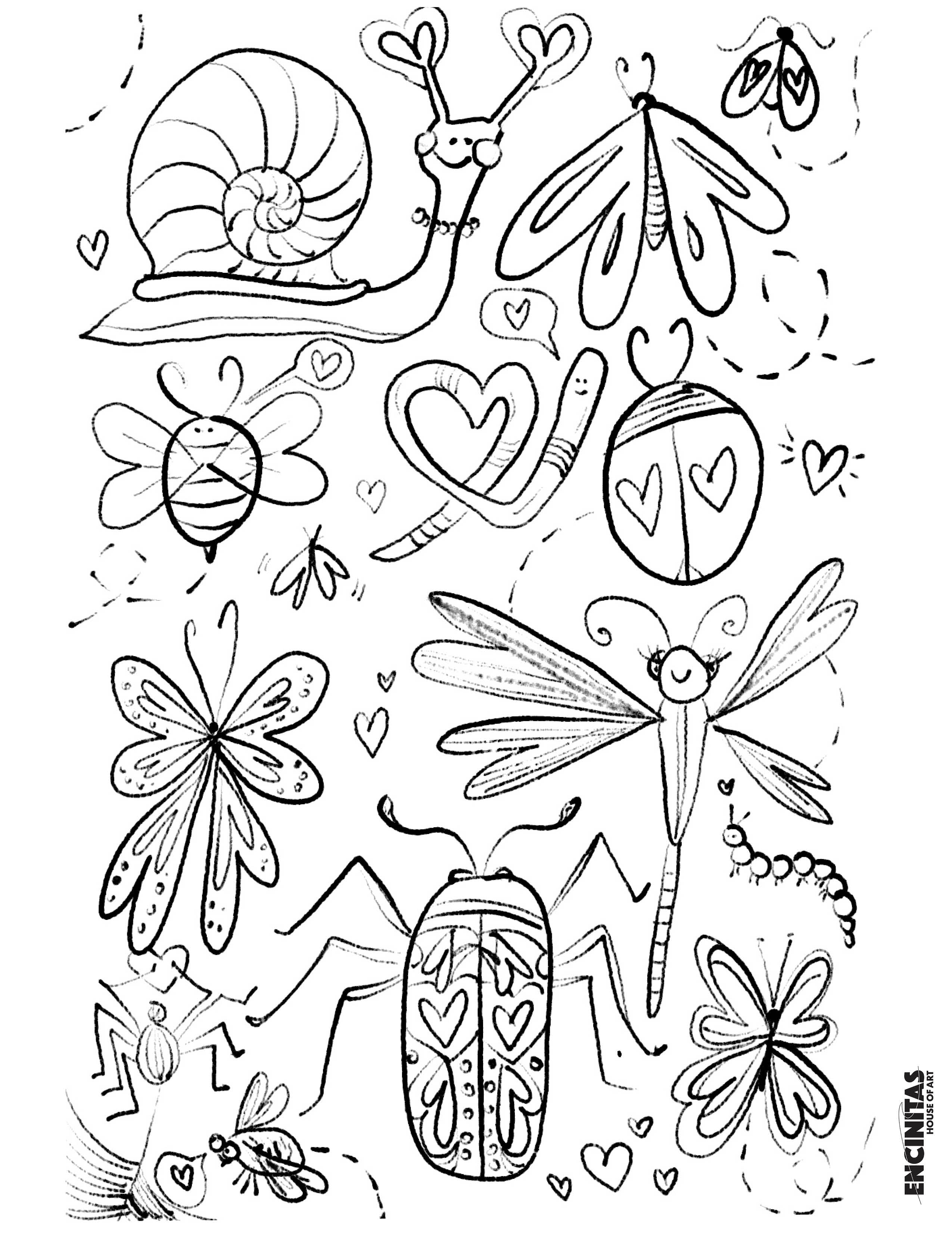 Valentine's Day Love Bugs Coloring Page