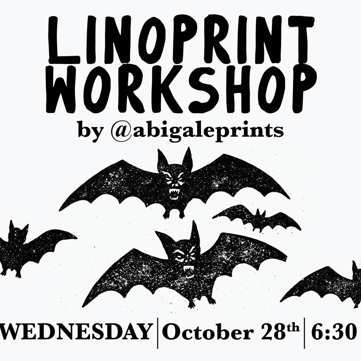 Linocut Workshop - October 28th 6:30pm - 8:30pm Open Studio