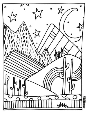 
            
                Load image into Gallery viewer, Peaceful Desert Evening Coloring Page
            
        