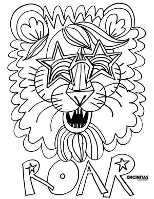 
            
                Load image into Gallery viewer, Rockstar Lion&amp;#39;s Roar Coloring Page
            
        