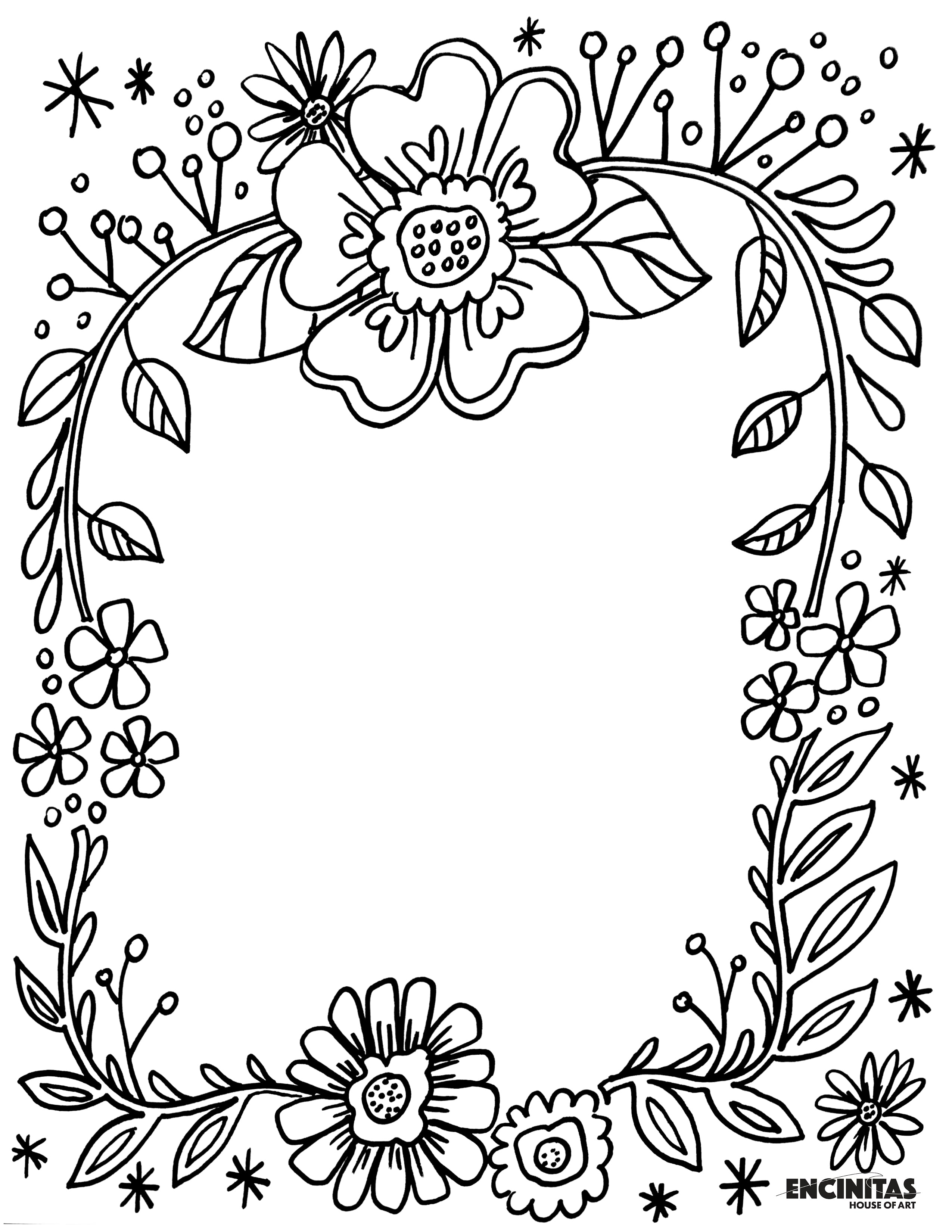 Spring Poem Floral Coloring Page