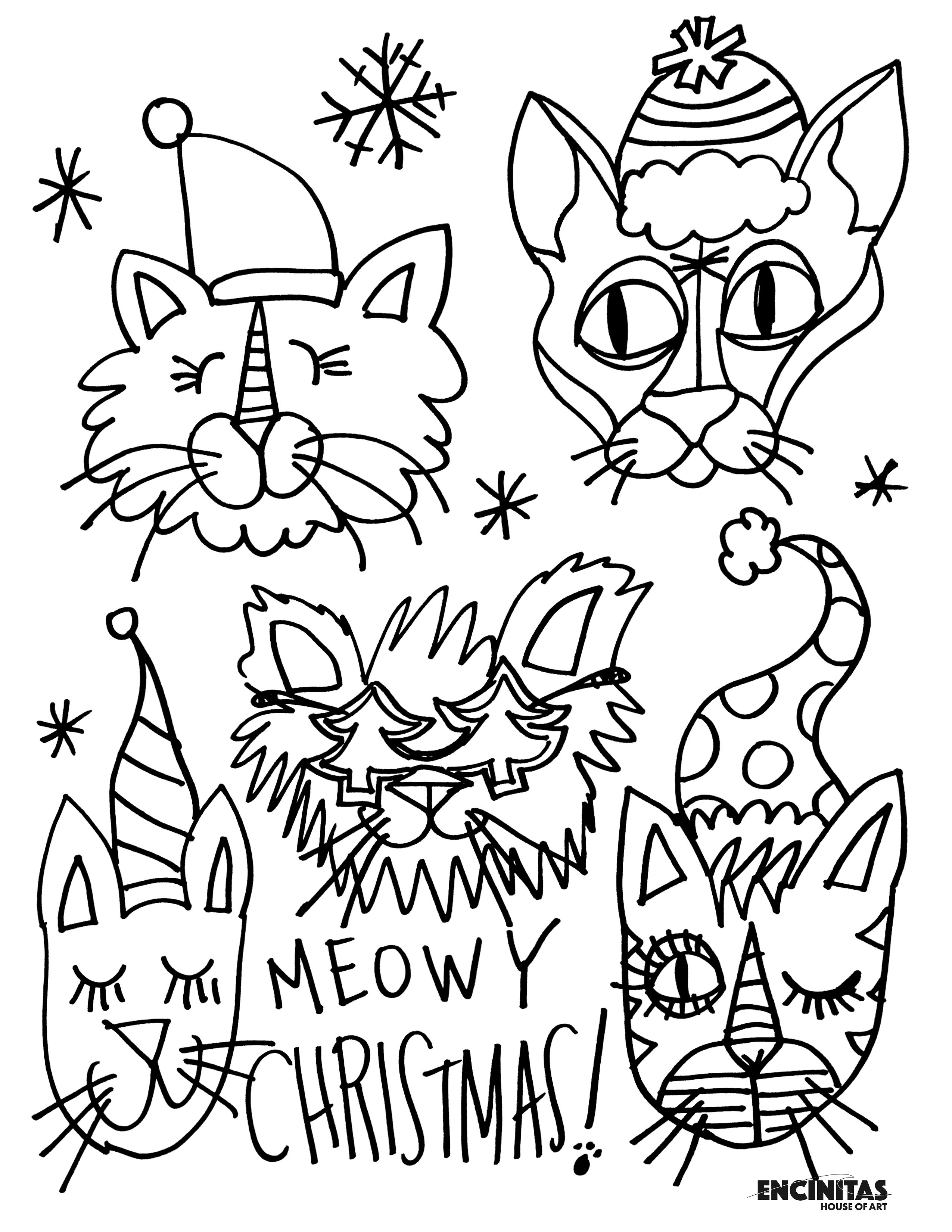 Meowy Christmas Coloring Page
