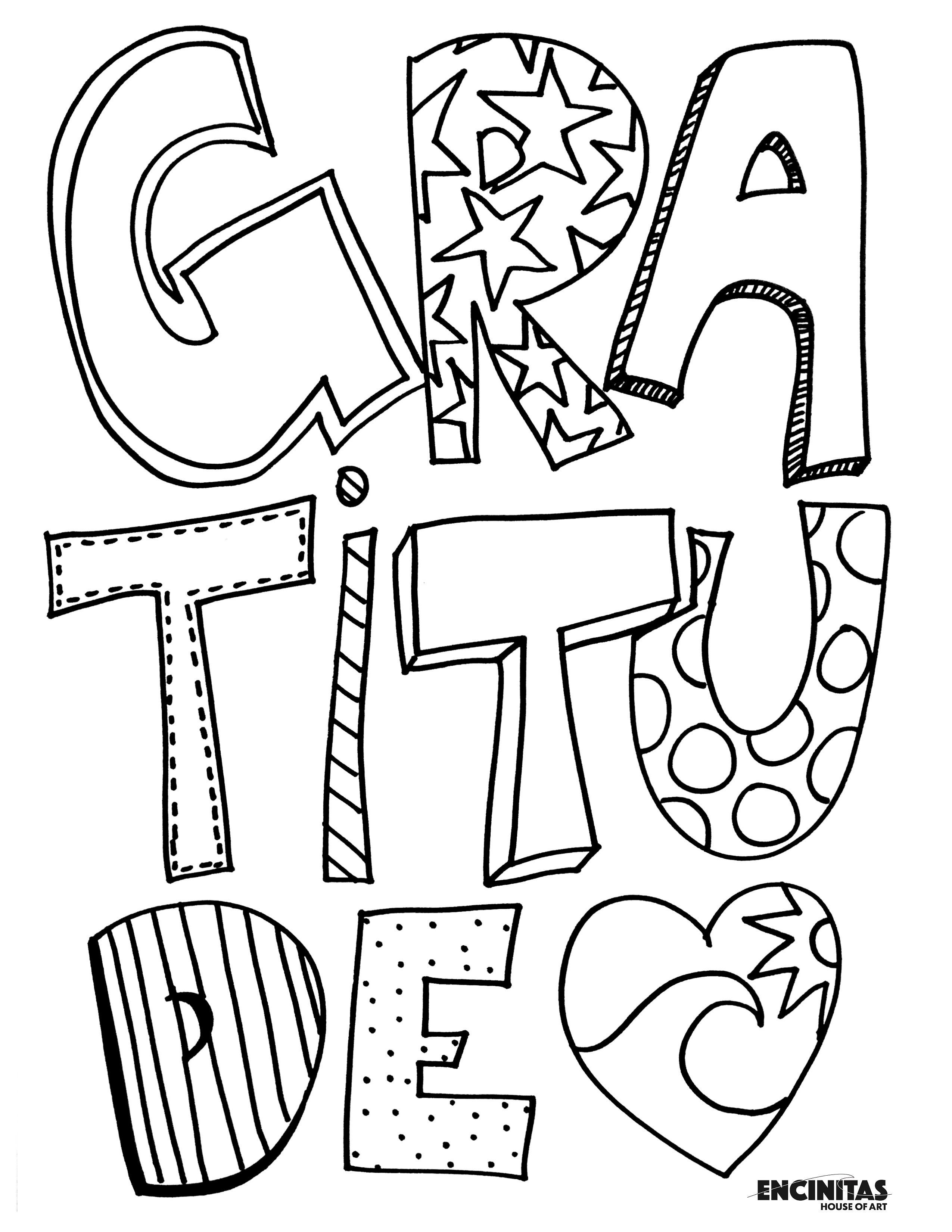 Gratitude Coloring Page – Encinitas House of Art
