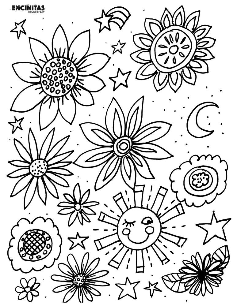 Hopeful Sunflowers Coloring Page