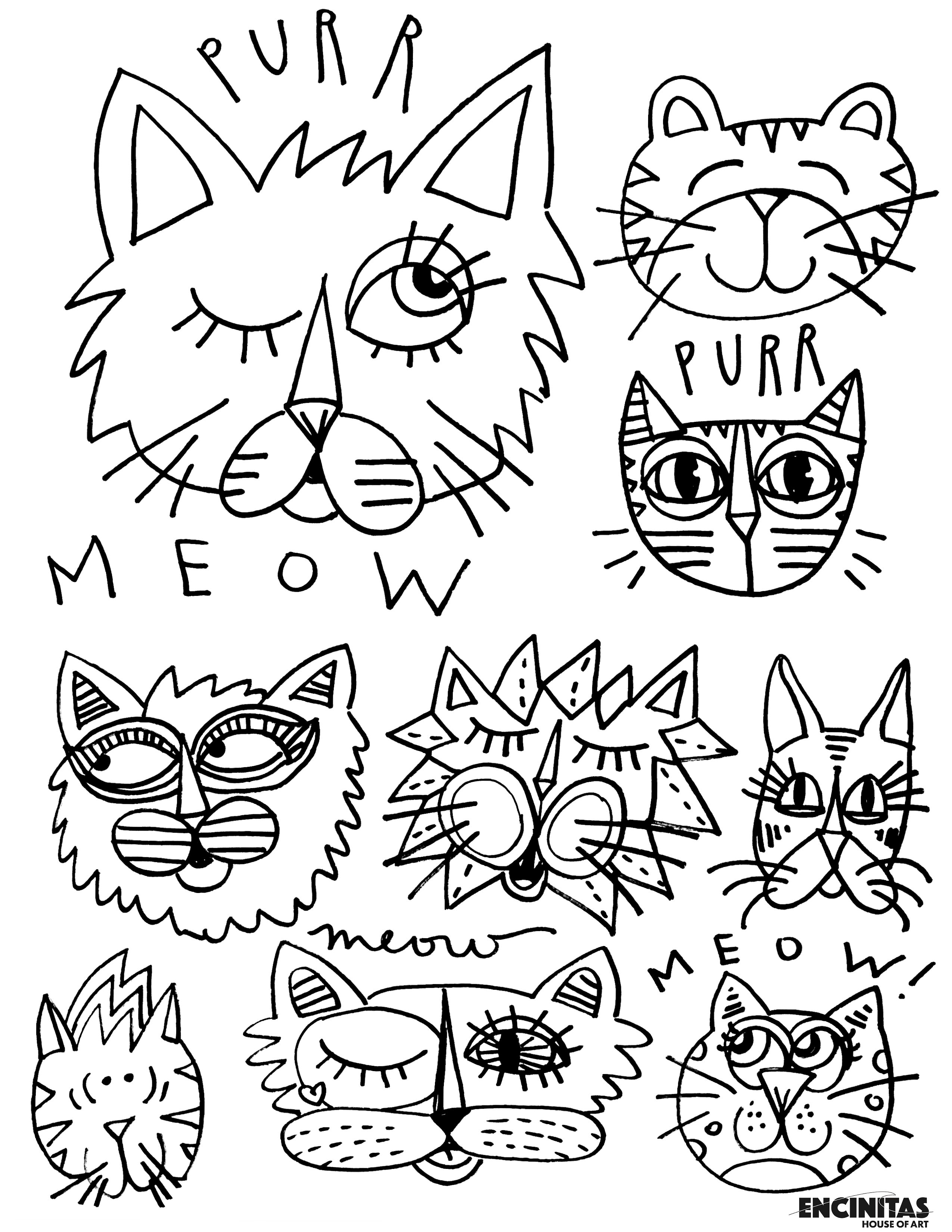 Meow Cat Coloring Page